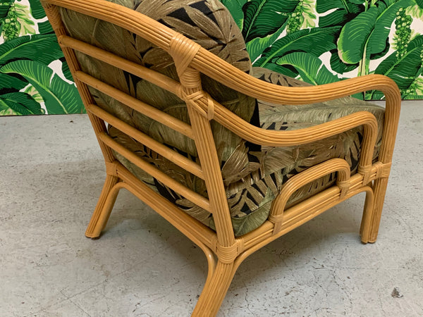 Vintage Rattan Lounge Chair and Ottoman rear view