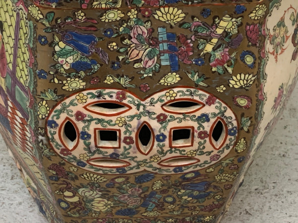Antique Asian Chinoiserie Ceramic Garden Stool