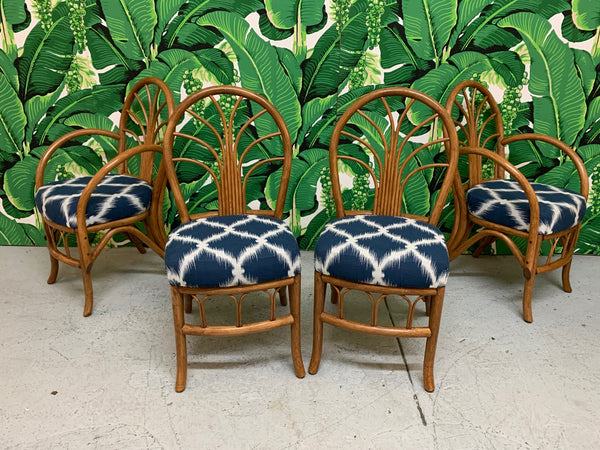 Vintage Rattan Dining Chairs, Set of 4 front view