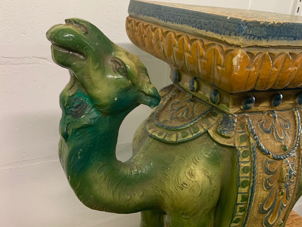 Ceramic Camel Garden Stool Footstool close up