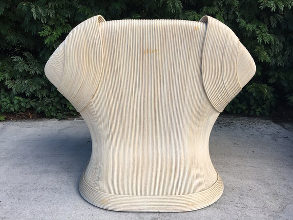 Gabriella Crespi Style Rattan Club Chair rear view