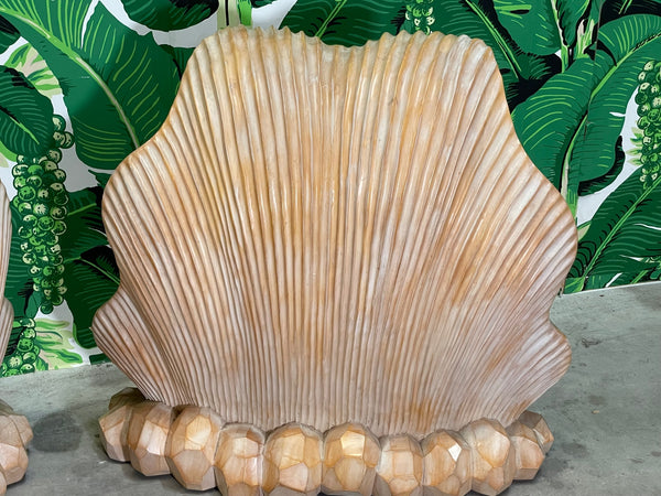 Carved Sea Shell Double Base Dining Table Attributed to Serge Roche