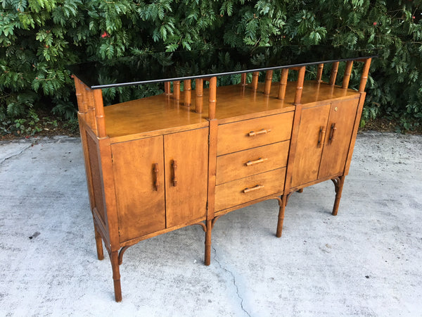 Bamboo and Glass Credenza Server front view