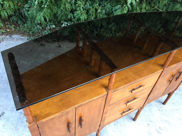 Bamboo and Glass Credenza Server top view