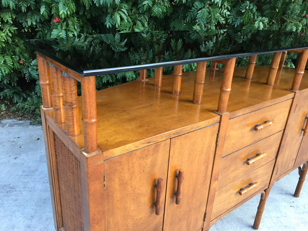 Bamboo and Glass Credenza Server