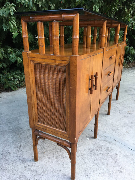 Bamboo and Glass Credenza Server side view