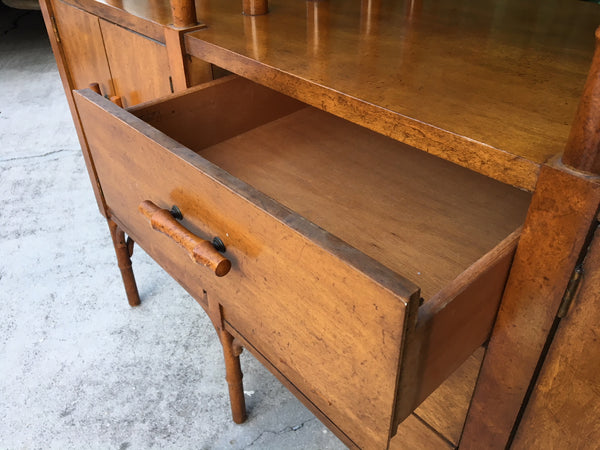Bamboo and Glass Credenza Server drawers