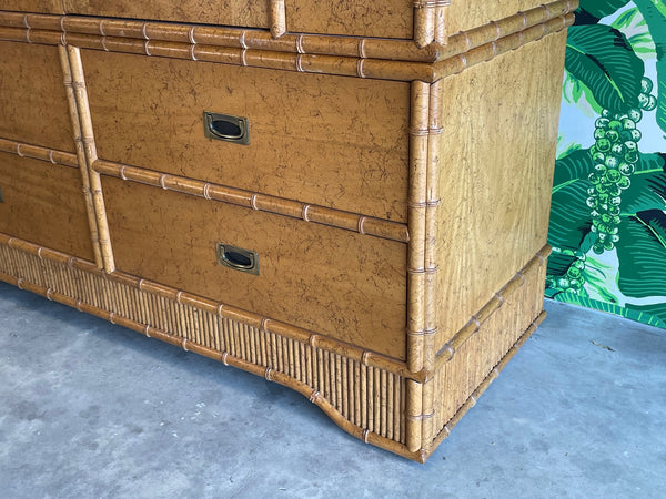 Faux Bamboo and Cane Sandakan Armoire by Miller Yee Fong for Ficks Reed