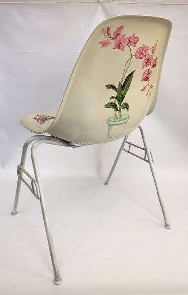 Hand Painted Herman Miller Eames Molded Fiberglass Side Chair rear view
