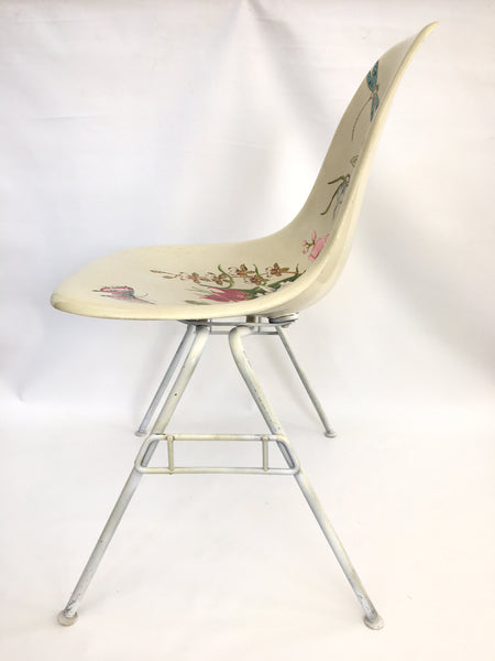 Hand Painted Herman Miller Eames Molded Fiberglass Side Chair side view