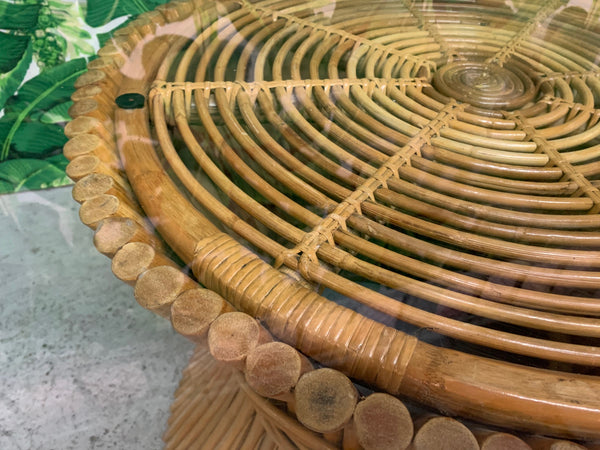McGuire Rattan Sheaf of Wheat Dining Table