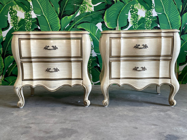 French Provincial Bombe Nightstands by White Furniture