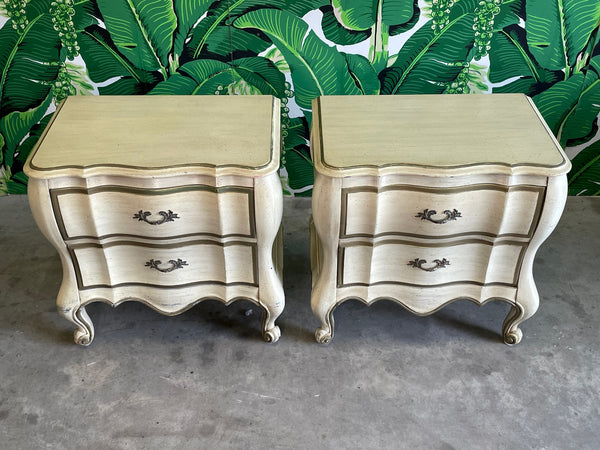 French Provincial Bombe Nightstands by White Furniture
