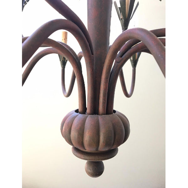 Currey & Co. 12-Light Tole Metal Palm Tree Chandelier
