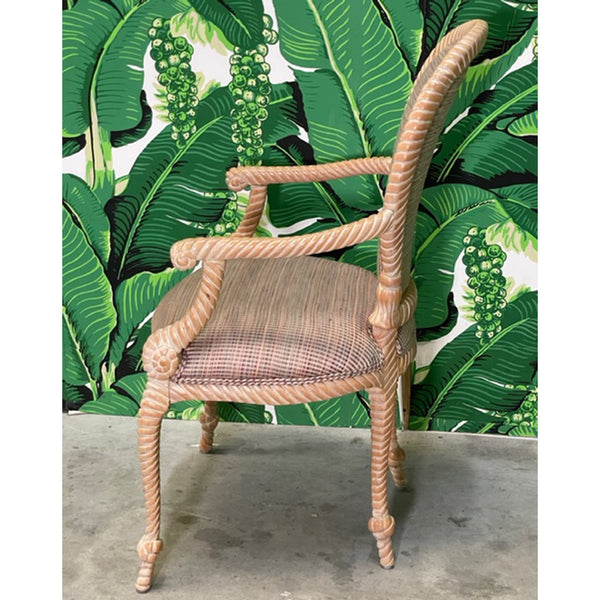 Carved Wood Faux Rope Dining Chairs