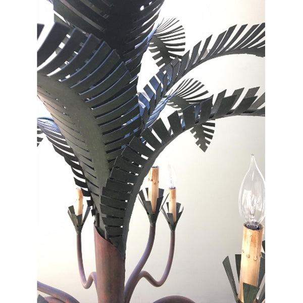 Currey & Co. 12-Light Tole Metal Palm Tree Chandelier