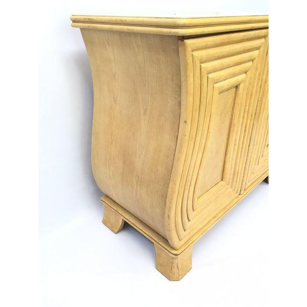 Art Deco Hollywood Regency Curved Wood Cabinet side view