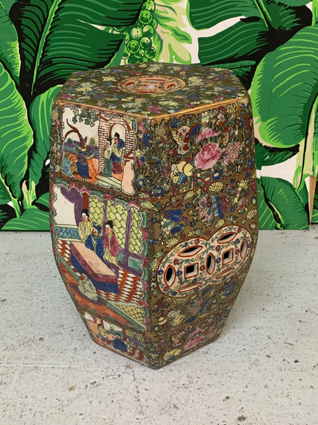Antique Asian Chinoiserie Ceramic Garden Stool