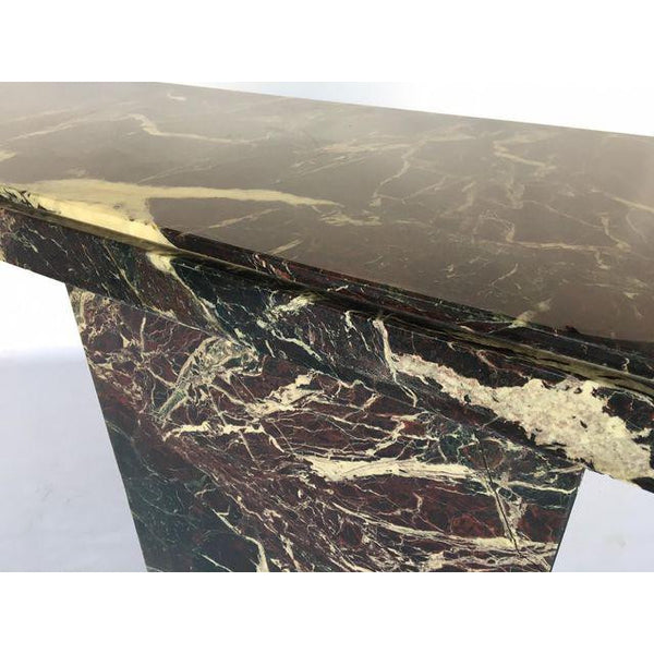 Marble Brutalist Pedestal Console Table