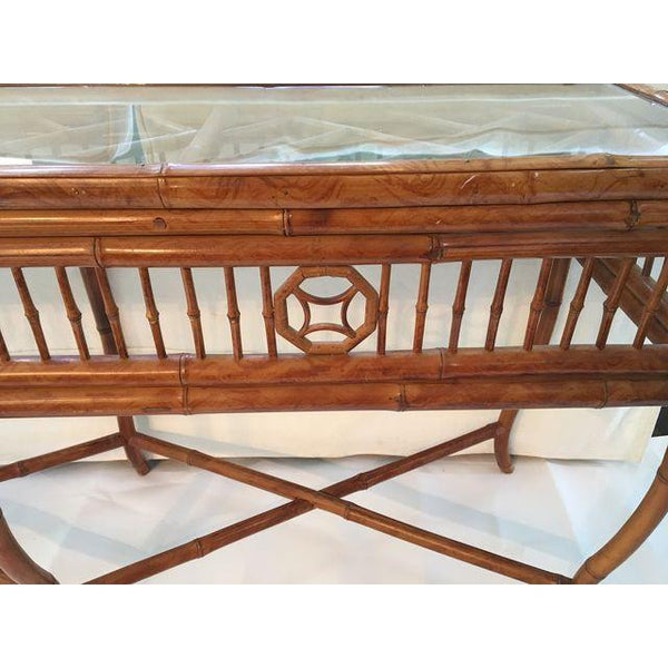 Bamboo and Glass Console Table