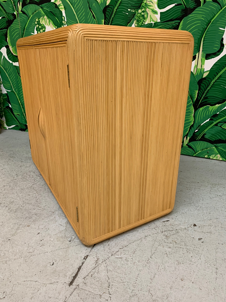 Split Reed Rattan Cabinet in the Manner of Gabriella Crespi side view