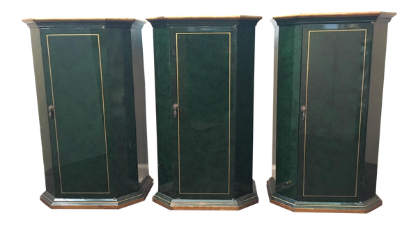 Set of 3 Art Deco Faux-Malachite Cabinets