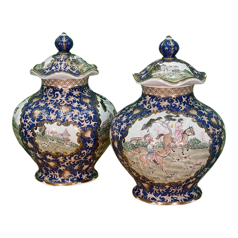 Asian Ceramic Baluster Jar or Urn Pair