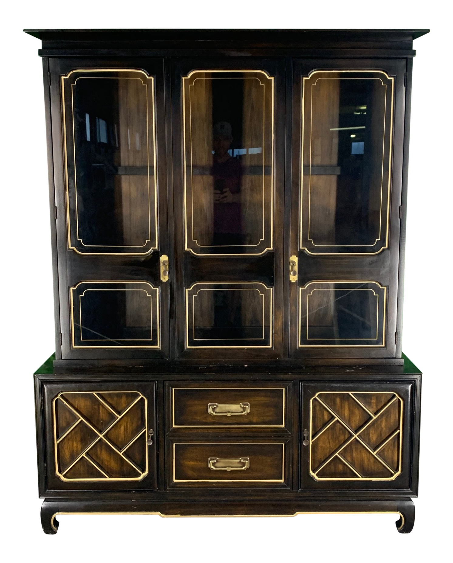 Asian Chinoiserie China Cabinet by American of Martinsville