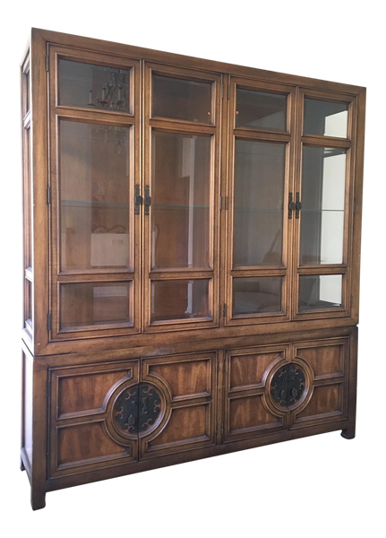 Asian Chinoiserie Lighted Cabinet by Century