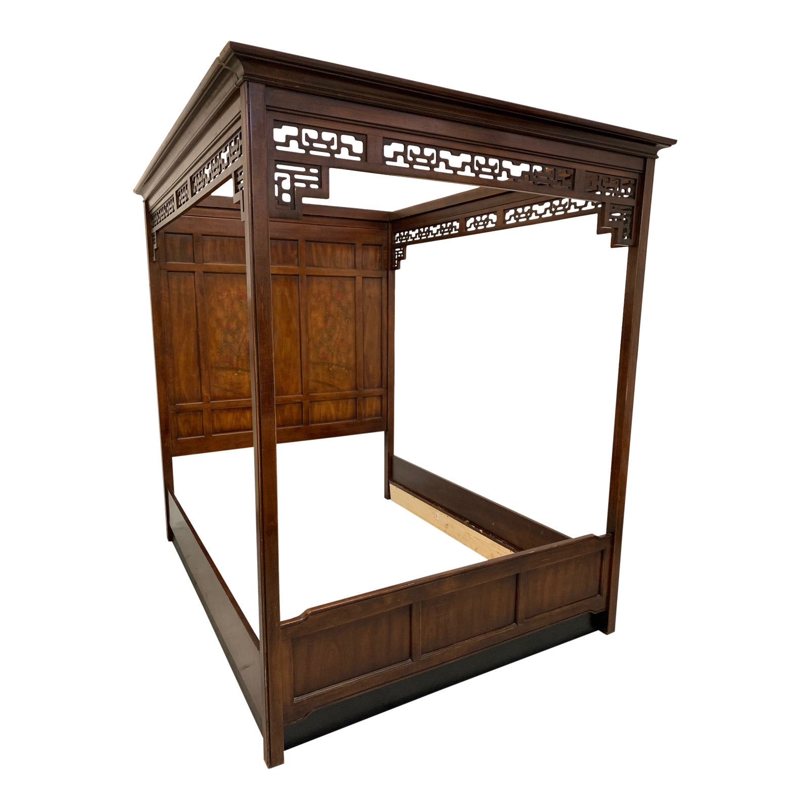 Asian Chinoiserie Queen Size Opium Canopy Bed by Bernhardt