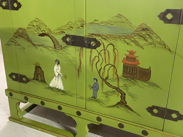 Asian Chinoiserie Style Bar Cabinet