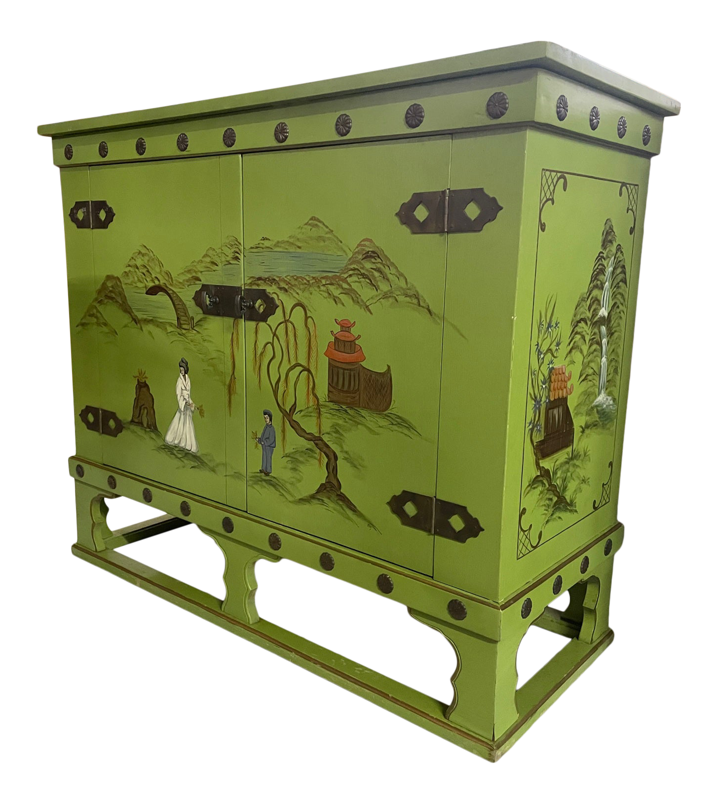 Asian Chinoiserie Style Bar Cabinet
