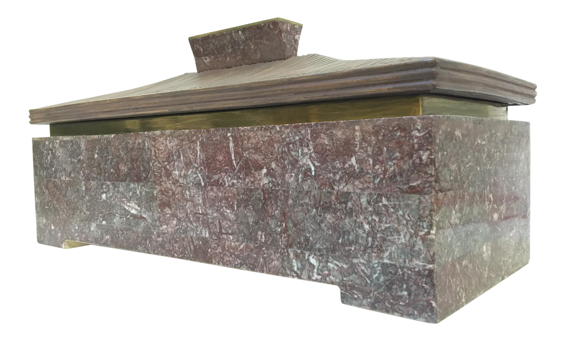 Maitland-Smith Tessellated Marble Pagoda Box