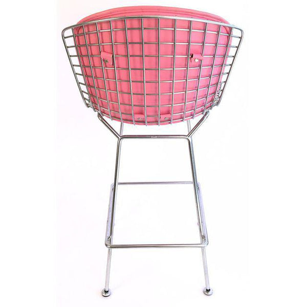 Set of 4 Harry Bertoia Knoll Signed Pink & Chrome Counter Stools