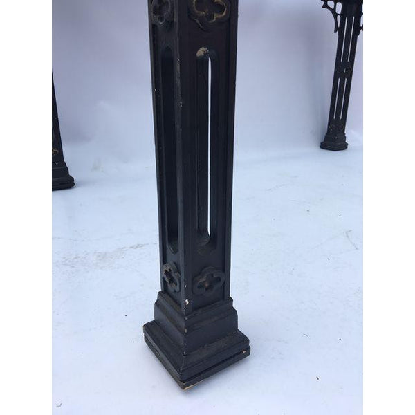 Hollywood Regency Asian Chinoiserie Fretwork Black Dining Table
