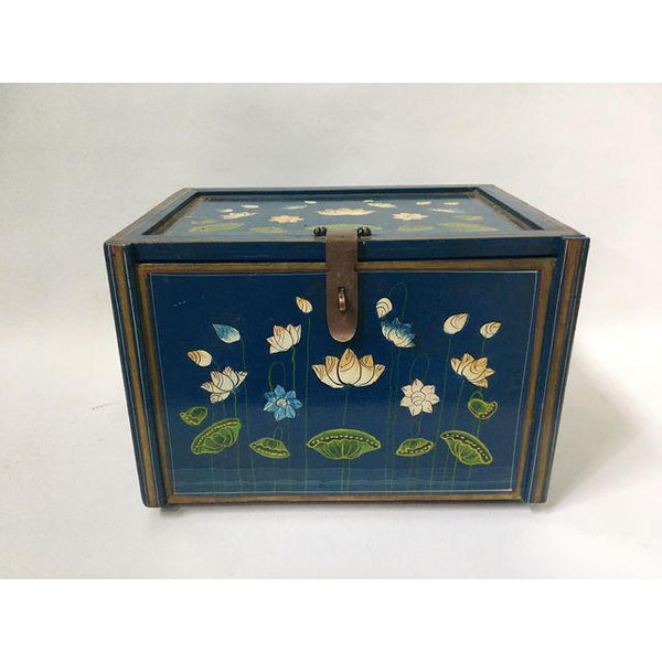 Vintage hand painted jewelry box front
