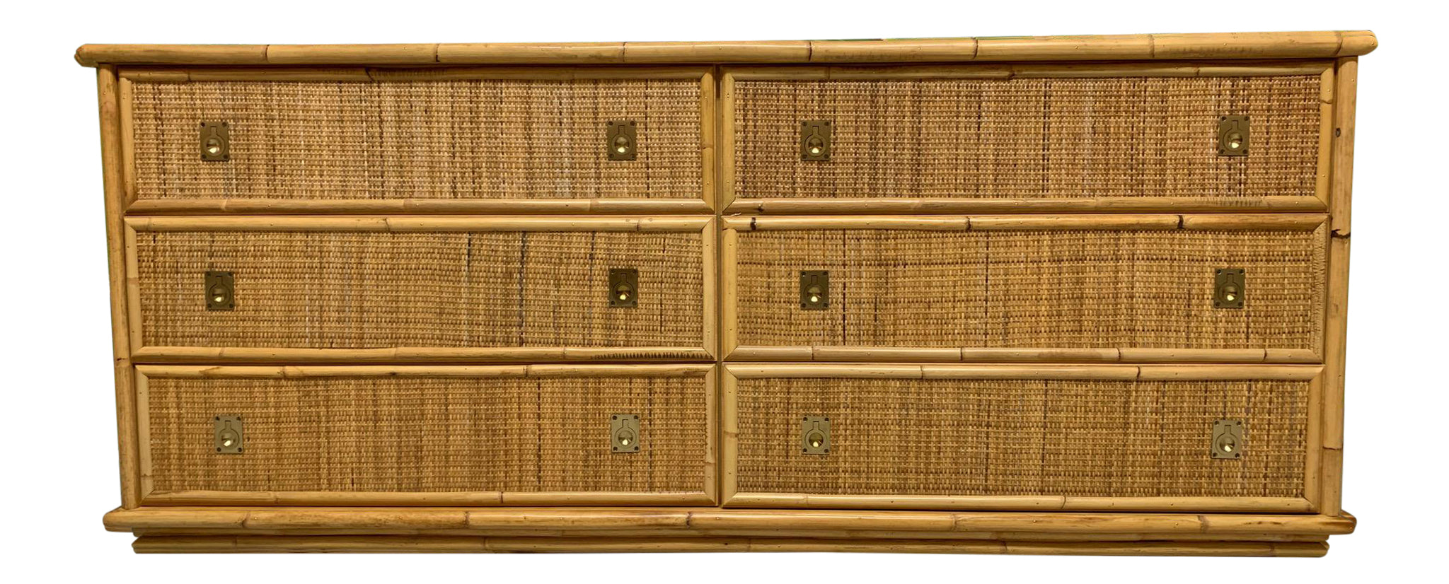 Bamboo and Woven Rattan Double Dresser front view