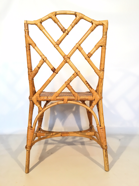 Bamboo Chinese Chippendale Cane Seat Dining Chairs - Set of 10