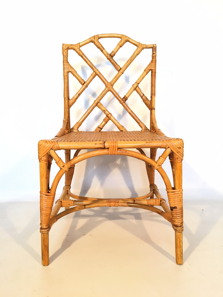 Bamboo Chinese Chippendale Cane Seat Dining Chairs - Set of 10