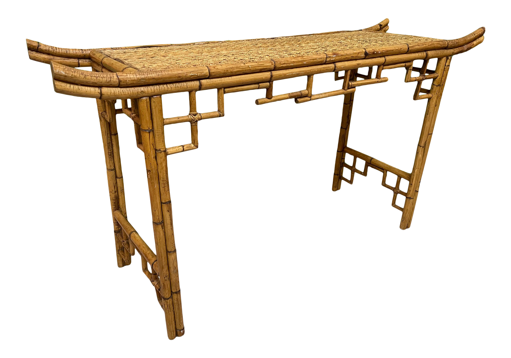 Bamboo Chinoiserie Pagoda Console Table