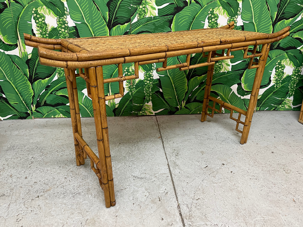 Bamboo Chinoiserie Pagoda Console Table side view