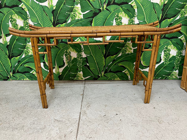 Bamboo Chinoiserie Pagoda Console Table front view
