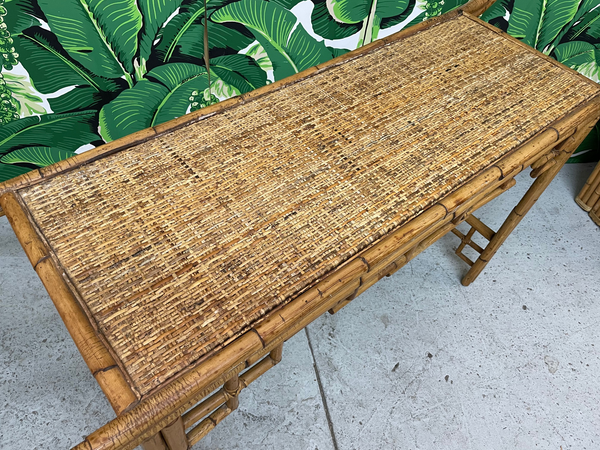 Bamboo Chinoiserie Pagoda Console Table top view
