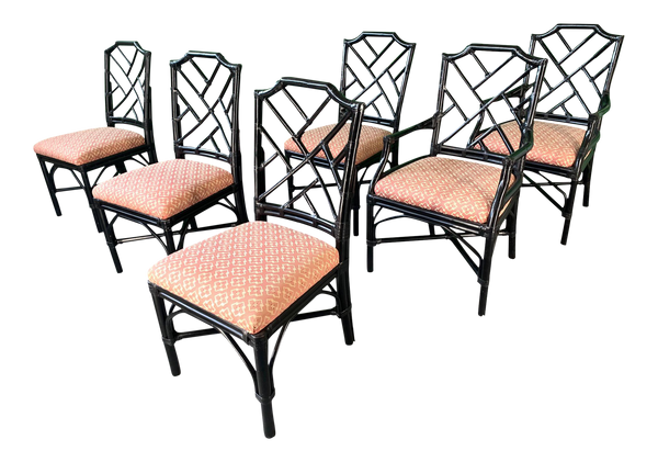Bamboo Chinoiserie Style Dining Chairs by Palecek, Set of 6