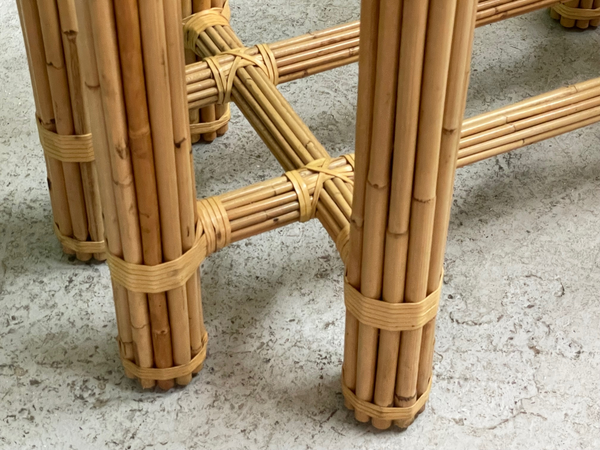Bamboo Rattan Dining Table in the Manner of McGuire