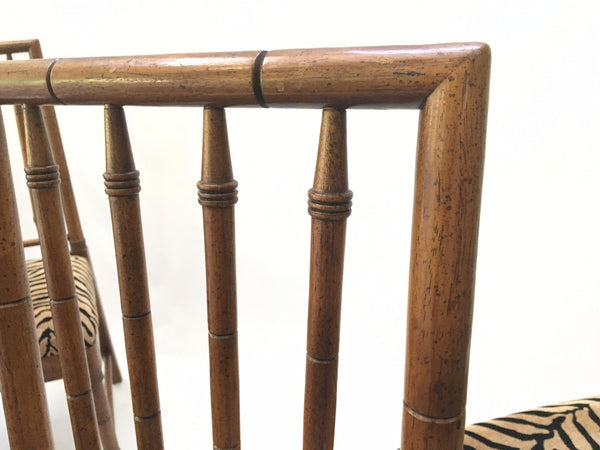Bamboo Tiger Print Dining Chairs close up