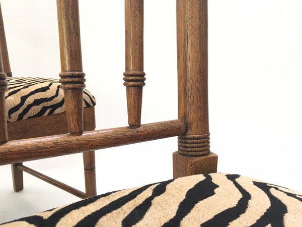 Bamboo Tiger Print Dining Chairs cushion
