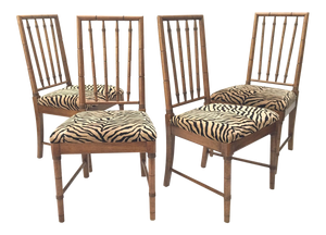 Bamboo Tiger Print Dining Chairs