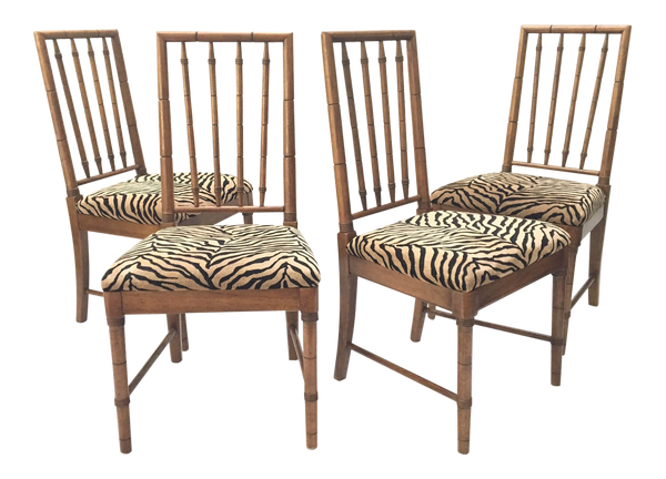 Bamboo Tiger Print Dining Chairs