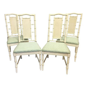 Set of 4 McGuire Style Faux Bamboo Dining Chairs